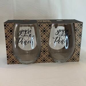 Stemless Wine Tumbler Your A Peach In Black New In Box  Made USA 5 Inches Tall